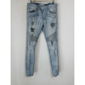 KDNK 1141411 Moto Jeans sz 32 distressed thrashed Y2K streetwear biker